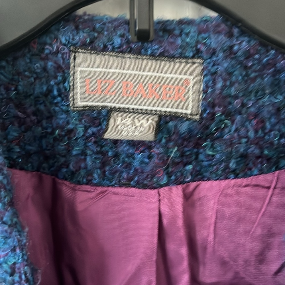 Liz Baker Vintage Boucle Tweed Blazer Jacket Multicolor Sz 14W M/L - Picture 2 of 11